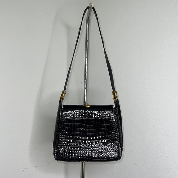 🔹 Mock Croc Leather Bag Made in Italy with Adjustable Strap - Picture 1 of 14